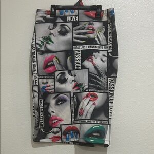 Blush Graphic Print Pencil Skirt